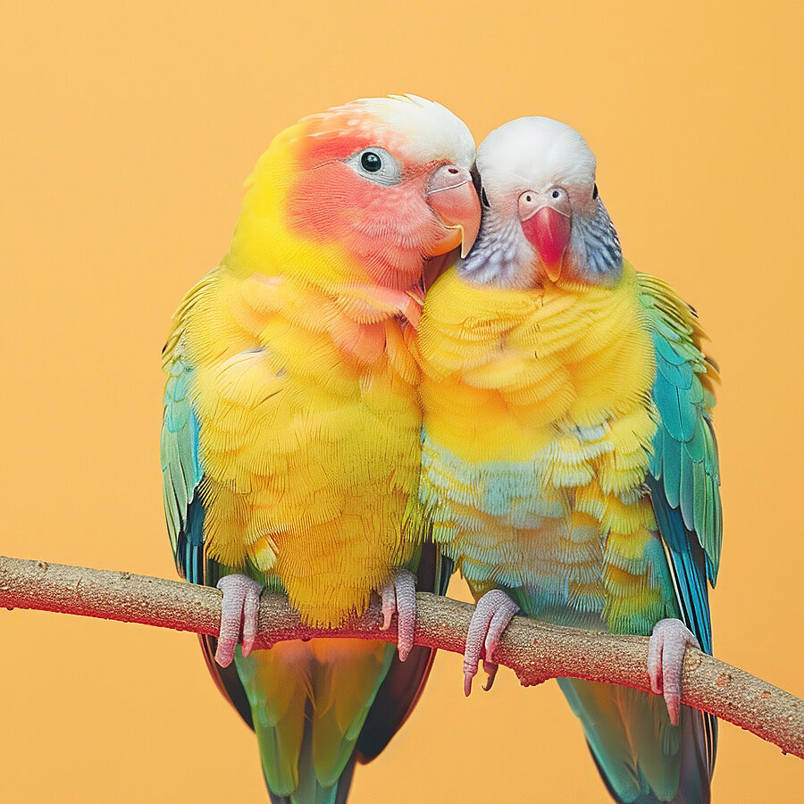 zwei Vögel auf einem Ast